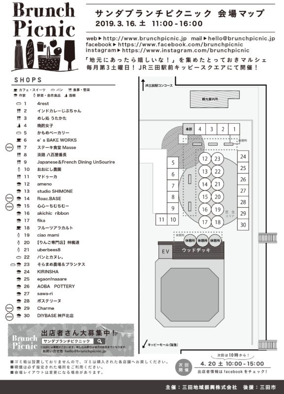 サンダブランチピクニック2019年3月ブースマップ